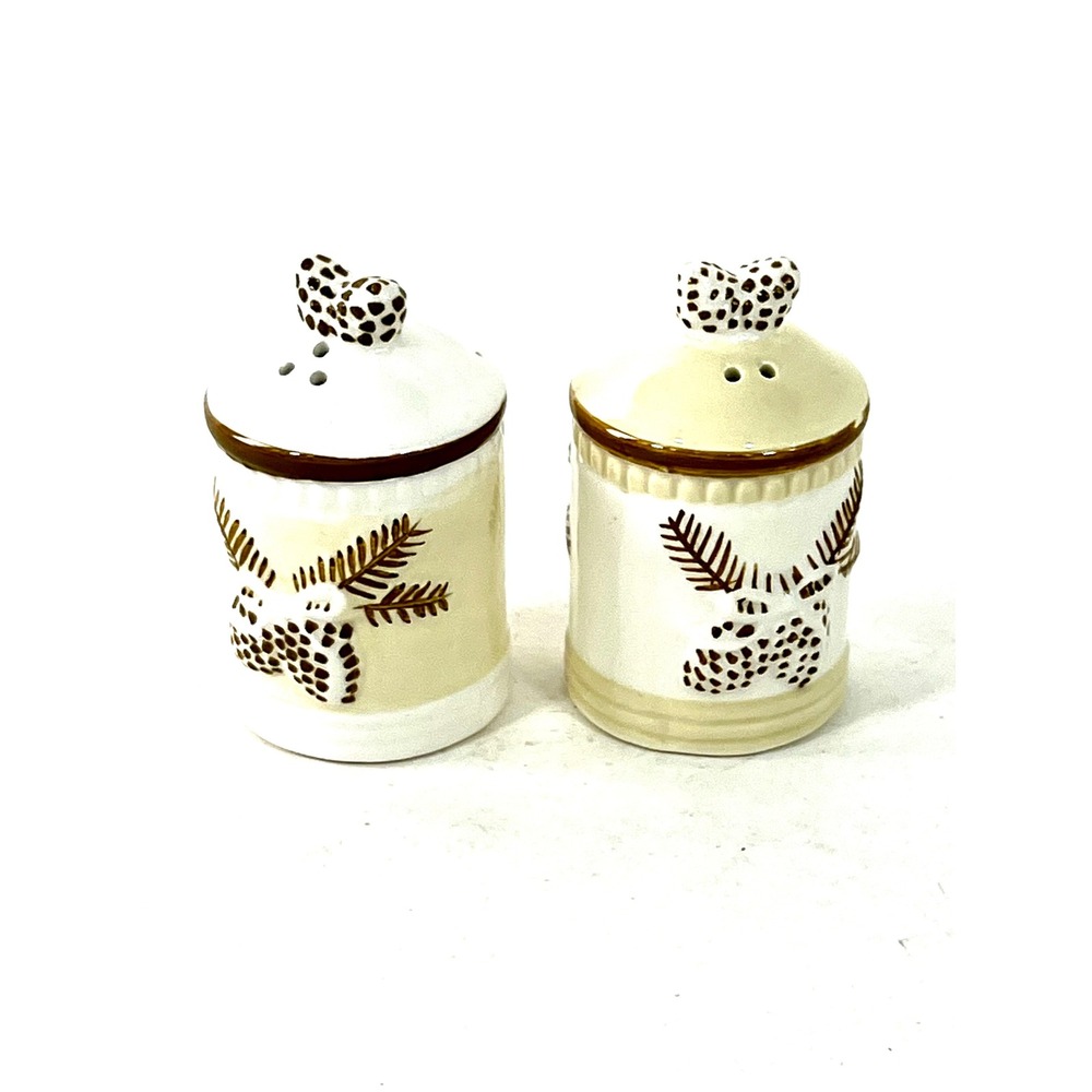 Vintage Ceramic Pinecone Salt and Pepper Shakers Set Rustic Cabin Lodge Decor